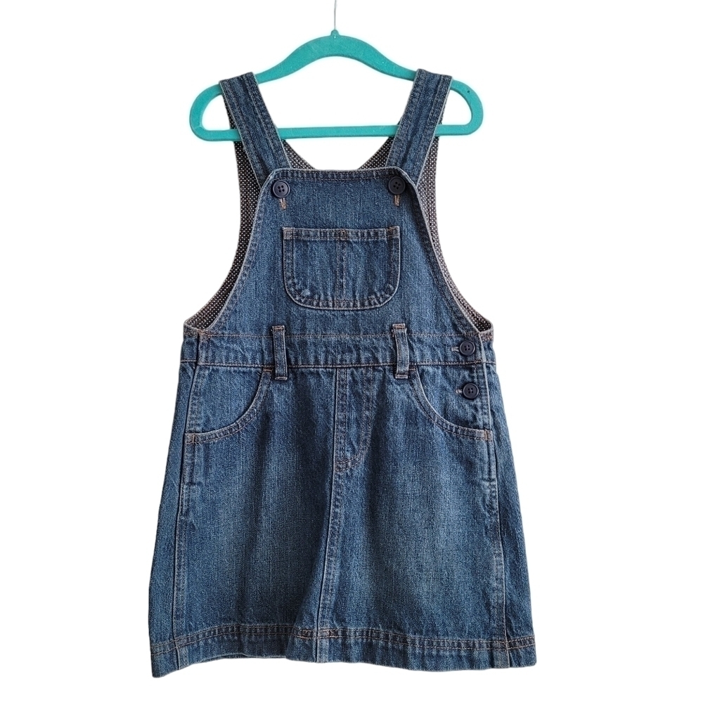 Uniqlo Girls 3/4 Blue Denim 100%‎ Cotton Overall Pinafore Dress